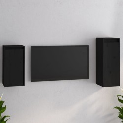vidaXL Muebles para TV 2 piezas madera maciza de pino negro