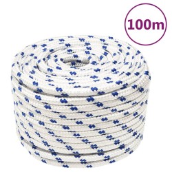 vidaXL Cuerda de barco polipropileno blanco 12 mm 100 m