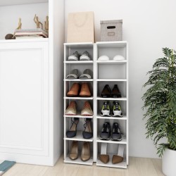 vidaXL Muebles zapateros 2 unidades blanco brillante 27,5x27x102 cm