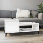 vidaXL Mesa de centro madera contrachapada blanco brillo 100x50x45 cm