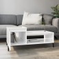 vidaXL Mesa de centro madera contrachapada blanco brillo 100x50x45 cm