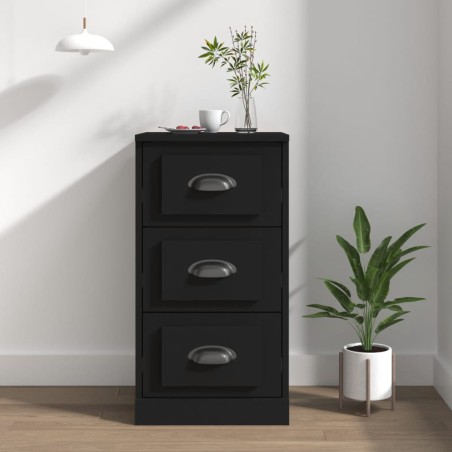vidaXL Aparador de madera contrachapada negro 36x35,5x67,5 cm
