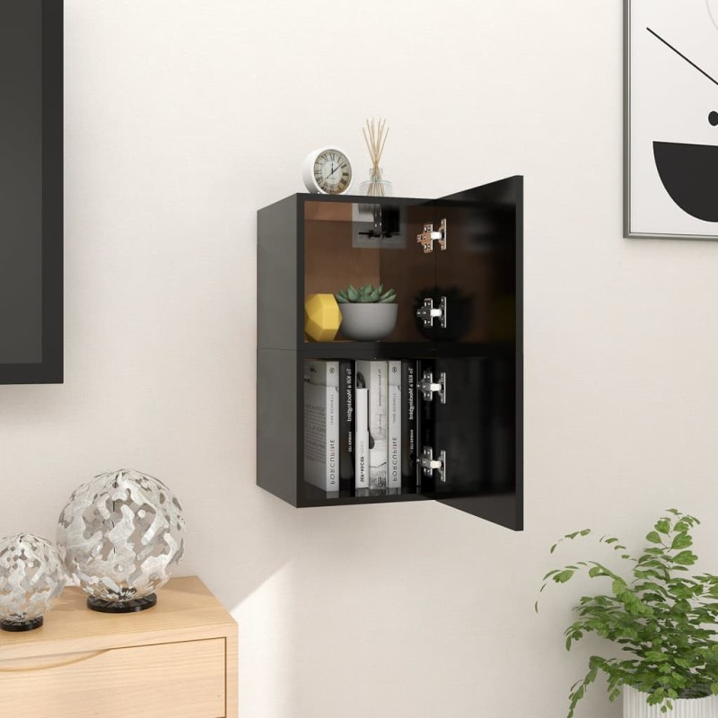 vidaXL Muebles de salón de pared 2 uds negro 30,5x30x30 cm
