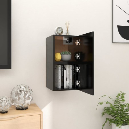 vidaXL Muebles de salón de pared 2 uds negro 30,5x30x30 cm