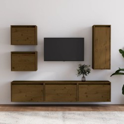 vidaXL Muebles para TV 6 piezas madera maciza de pino marrón miel
