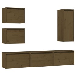 vidaXL Muebles para TV 6 piezas madera maciza de pino marrón miel