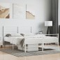 vidaXL Estructura cama metal con cabecero y estribo blanco 120x200 cm vidaXL Estructura cama metal con cabecero y estribo blanco 120x200 cm