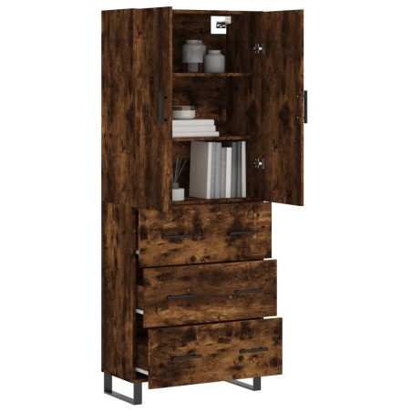 vidaXL Aparador alto madera contrachapada roble ahumado 69,5x34x180 cm