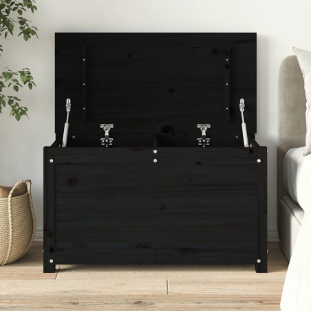 vidaXL Caja de almacenaje madera maciza de pino negro 80x40x45,5 cm