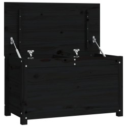 vidaXL Caja de almacenaje madera maciza de pino negro 80x40x45,5 cm