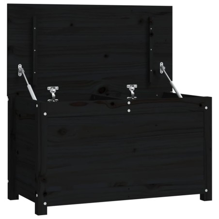vidaXL Caja de almacenaje madera maciza de pino negro 80x40x45,5 cm