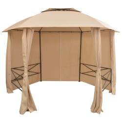 vidaXL Carpa de jardín con cortinas hexagonal 360x265 cm