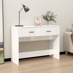 vidaXL Mesa consola madera contrachapada blanco brillante 100x39x75 cm