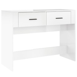 vidaXL Mesa consola madera contrachapada blanco brillante 100x39x75 cm