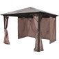 vidaXL Cenador con cortina marrón aluminio 300 x 300 cm vidaXL Cenador con cortina marrón aluminio 300 x 300 cm