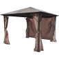 vidaXL Cenador con cortina marrón aluminio 300 x 300 cm vidaXL Cenador con cortina marrón aluminio 300 x 300 cm