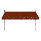 vidaXL Toldo manual retráctil con LED naranja y marrón 350 cm vidaXL Toldo manual retráctil con LED naranja y marrón 350 cm