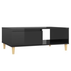 vidaXL Mesa de centro madera contrachapada negro brillante 90x60x35 cm