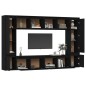 vidaXL Muebles para TV 8 piezas madera maciza de pino negro