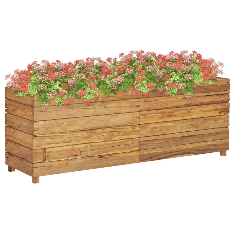 vidaXL Jardinera madera maciza de teca y acero 150x40x55 cm vidaXL Jardinera madera maciza de teca y acero 150x40x55 cm