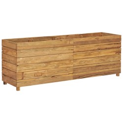 vidaXL Jardinera madera maciza de teca y acero 150x40x55 cm