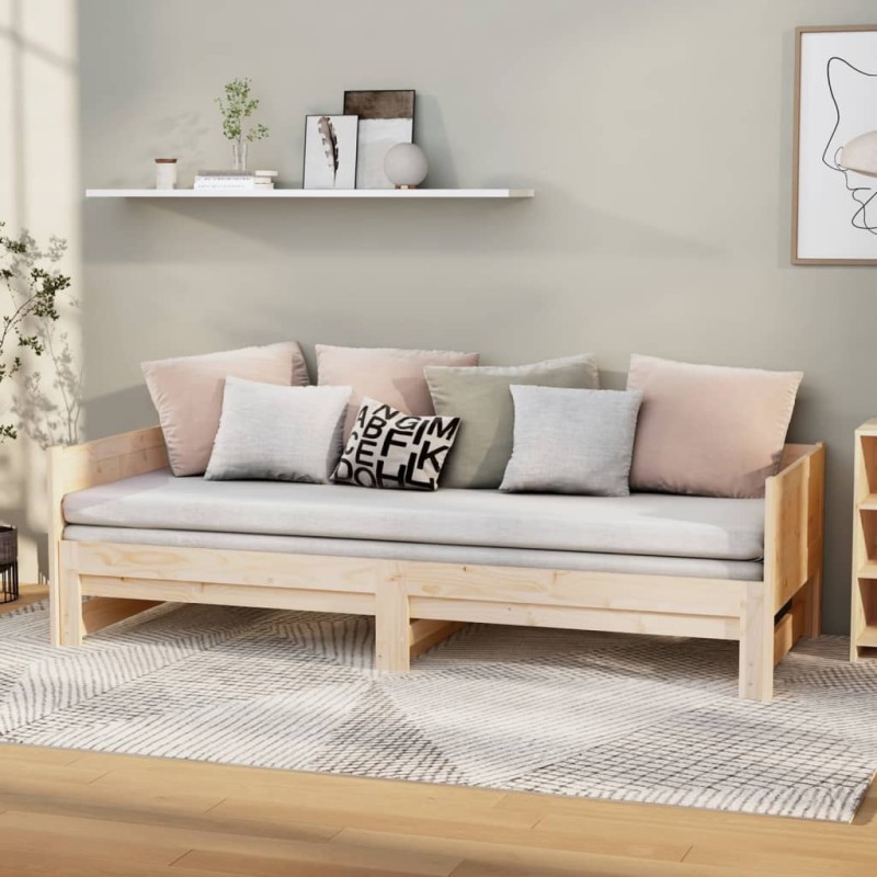 vidaXL Sofá cama extraíble madera maciza de pino 2x(80x200) cm vidaXL Sofá cama extraíble madera maciza de pino 2x(80x200) cm