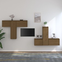 vidaXL Muebles para TV 6 piezas madera maciza de pino marrón miel