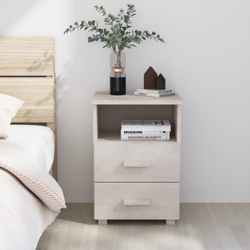 vidaXL Mesita de noche HAMAR madera maciza de pino blanca 40x35x62 cm