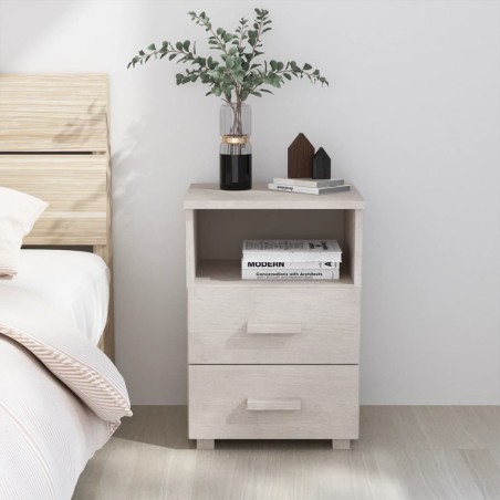 vidaXL Mesita de noche HAMAR madera maciza de pino blanca 40x35x62 cm