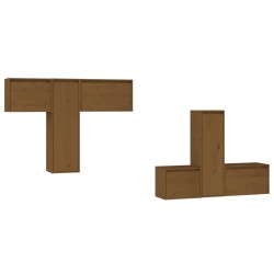 vidaXL Muebles para TV 6 piezas madera maciza de pino marrón miel