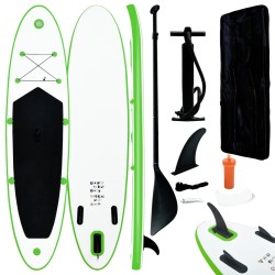 vidaXL Juego de tabla de paddle surf hinchable verde y negro