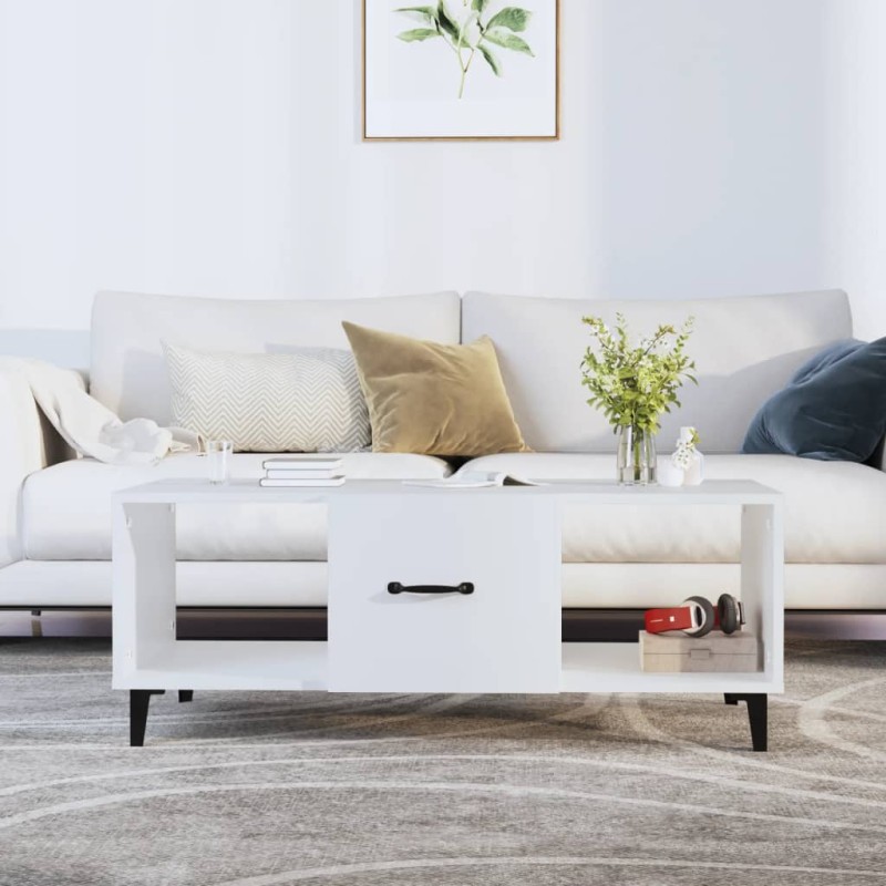 vidaXL Mesa de centro madera contrachapada blanco 102x50x40 cm vidaXL Mesa de centro madera contrachapada blanco 102x50x40 cm