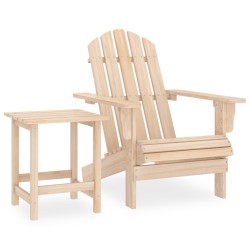 vidaXL Silla con otomana y mesa jardín Adirondack abeto macizo