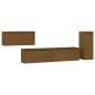 vidaXL Muebles para TV 4 piezas madera maciza de pino marrón miel vidaXL Muebles para TV 4 piezas madera maciza de pino marrón miel