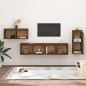 vidaXL Muebles para TV 4 piezas madera maciza de pino marrón miel vidaXL Muebles para TV 4 piezas madera maciza de pino marrón miel