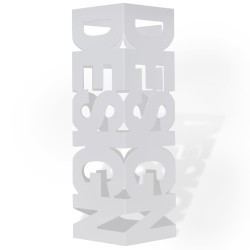 Paragüero cuadrado blanco de acero, 48.5 cm, guarda bastones