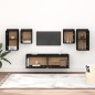 vidaXL Muebles para TV 6 piezas madera maciza de pino negro vidaXL Muebles para TV 6 piezas madera maciza de pino negro