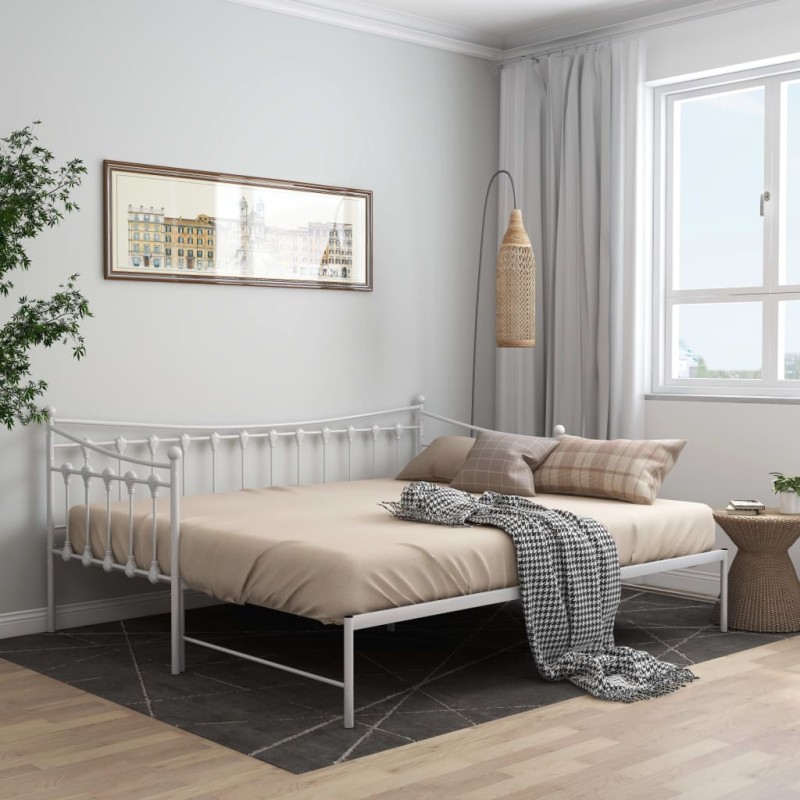 vidaXL Estructura de sofá cama extraíble de metal blanco 90x200 cm vidaXL Estructura de sofá cama extraíble de metal blanco 90x200 cm