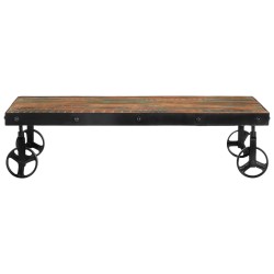 vidaXL Mesa de centro con ruedas madera maciza reciclada 100x60x26 cm