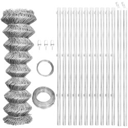 vidaXL Valla tela metálica y postes acero galvanizado plateada 25x1 m 