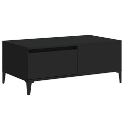 vidaXL Mesa de centro madera contrachapada negro 90x50x36,5 cm