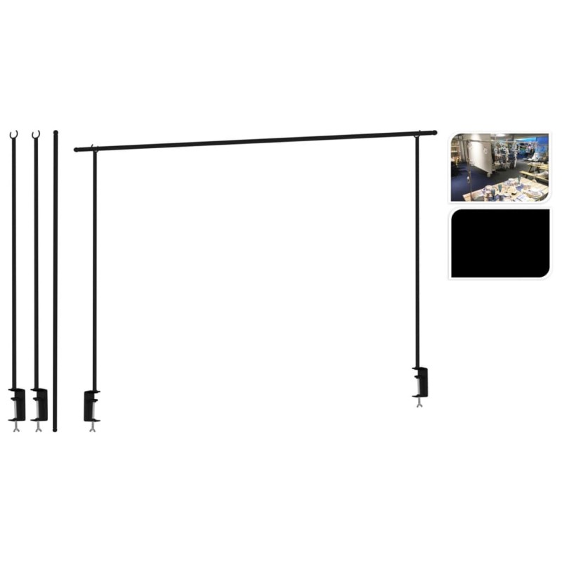 ProGarden Barra decorativa de mesa con abrazadera de mesa metal negro ProGarden Barra decorativa de mesa con abrazadera de mesa metal negro