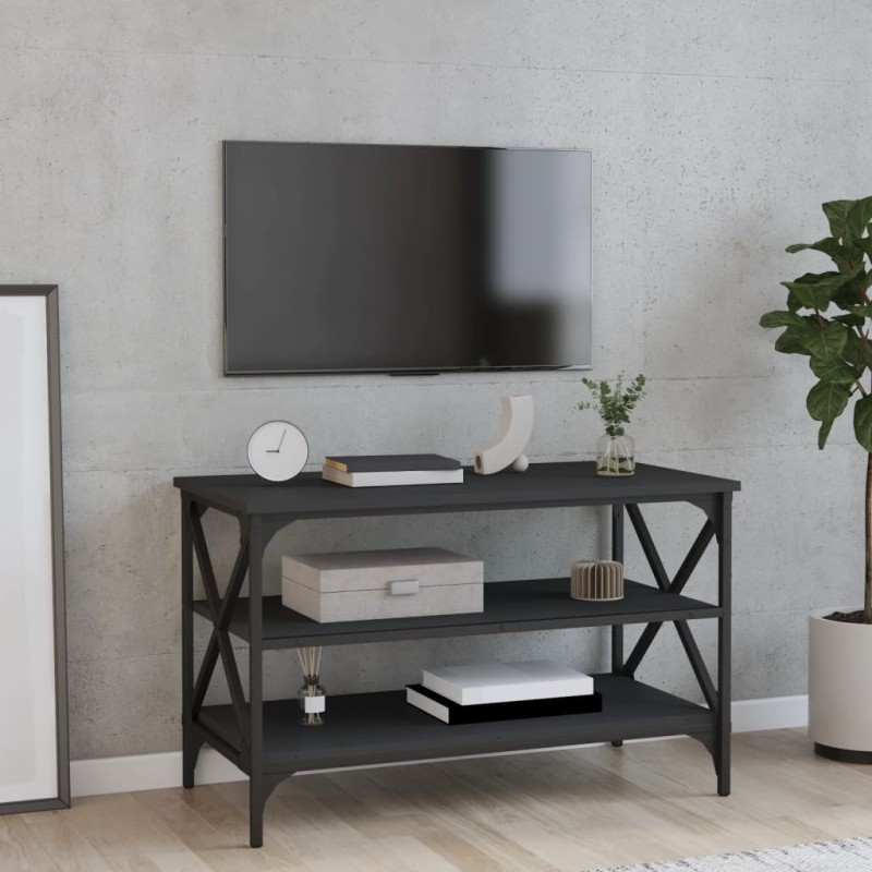 vidaXL Mueble para TV madera contrachapada negro 80x40x50 cm vidaXL Mueble para TV madera contrachapada negro 80x40x50 cm