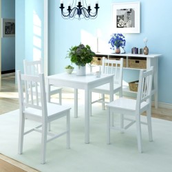 vidaXL Conjunto de comedor 5 piezas madera de pino blanco