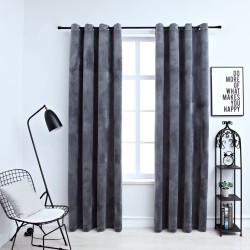 vidaXL Cortinas opacas anillas 2 uds terciopelo antracita 140x245 cm