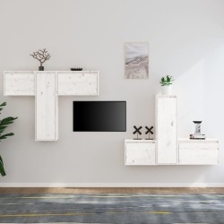vidaXL Muebles para TV 6 piezas madera maciza de pino blanco
