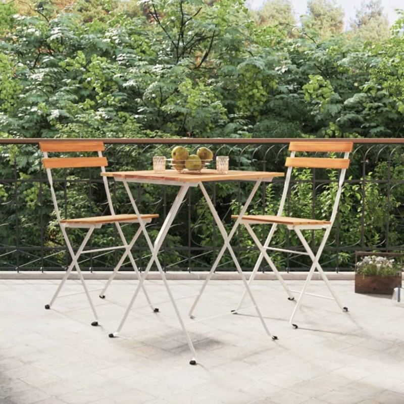 vidaXL Sillas cafetería plegables 2 uds acero y madera maciza acacia vidaXL Sillas cafetería plegables 2 uds acero y madera maciza acacia