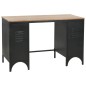 vidaXL Escritorio con doble pedestal madera abeto y acero 120x50x76 cm vidaXL Escritorio con doble pedestal madera abeto y acero 120x50x76 cm