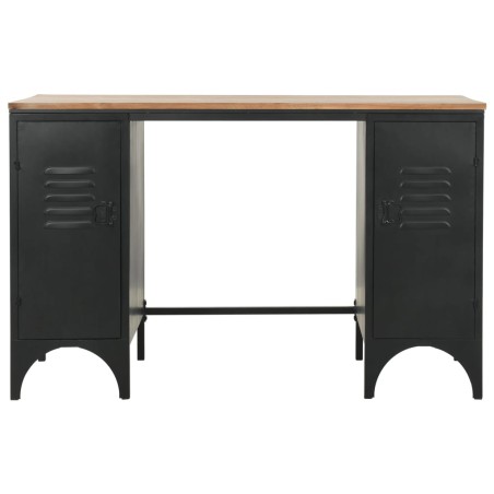 vidaXL Escritorio con doble pedestal madera abeto y acero 120x50x76 cm