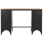 vidaXL Escritorio con doble pedestal madera abeto y acero 120x50x76 cm vidaXL Escritorio con doble pedestal madera abeto y acero 120x50x76 cm
